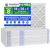 16x25x1 MERV 8 Pleated Furnace and Air Conditioning Filter. Case of 12 Made in Canada.